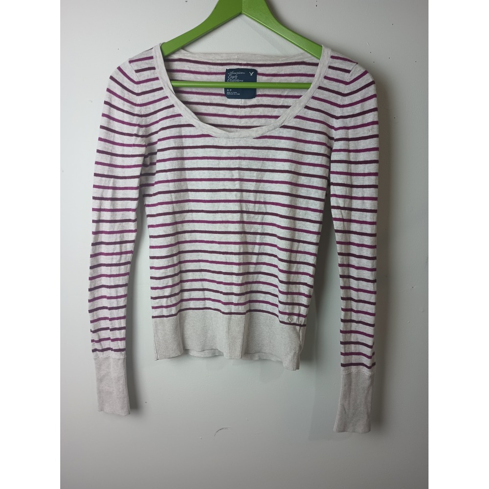American Eagle Outfitters Vintage Y2K Striped Scoop Neck Wool Blend Sweater S